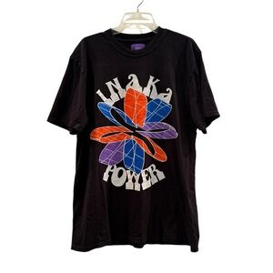 NEW INAKA POWER Black Colorful Geometric Logo Tee Size XL